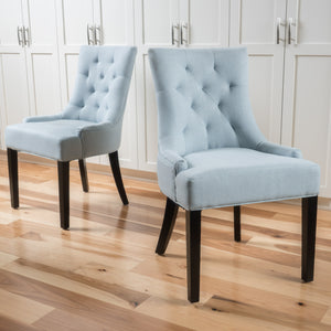 English Elm Christopher Knight Home® - CHENEY Tufted Diamond-Back Dining Chair Set with Upholstered Seat and Solid Wood Legs for Comfort Light Blue 54181.00FLSKY