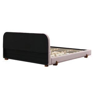 English Elm Christopher Knight Home® - Unique Upholstered Bed Frame with Solid Rubber Wood Legs, Durable 4" Thick Sides, Luxurious Fabric Finish and Quick 40-Minute Assembly, King Size Pink N769K355901H
