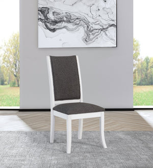 English Elm Set of 2 Tall Back Upholstered Dining Chairs Modern Armless Rubberwood Frame B016P445304
