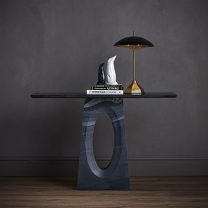 Demi Black Console Table – Elegant Bheslana Marble Accent with Unique Veining & Modern Design
