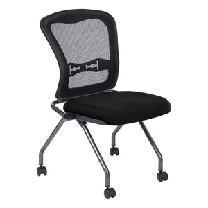 OSP Home Furnishings Soft-flex Pro-line Ii Ergonomic Folding Chair with Mesh Back and Lumbar Support Black 84220-R107