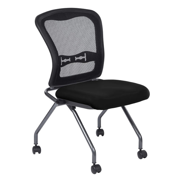 OSP Home Furnishings Soft-flex Pro-line Ii Ergonomic Folding Chair with Mesh Back and Lumbar Support Black 84220-R107