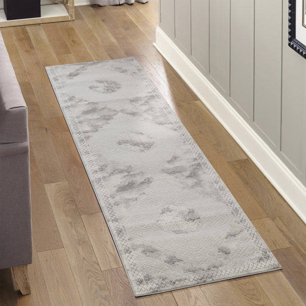 English Elm Geometrix Gray Area Rug 2'7" X 9'10" - Modern Geometric Design, Stain-Resistant, Kid & Pet Friendly B186P316818
