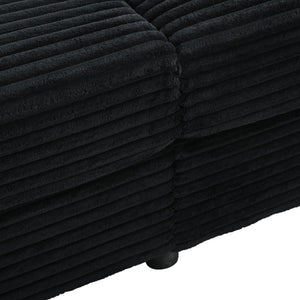 English Elm 86.5" Oversized Loveseat Chaise Lounge Sectional Sofa Bed Corduroy with USB Ports, Cup Holders & Pillows Black N719P232602B