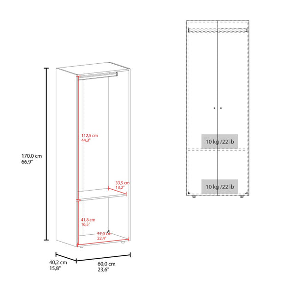 English Elm White 2-Door Tall Wardrobe Cabinet – Stylish, Space-Saving Storage For Modern Homes & Apartments B062P373781-GIGA