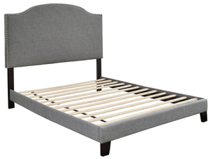 English Elm Modern Arched Linen King Platform Bed with Nailhead Trim and Padded Panel Headboard B2771P498519