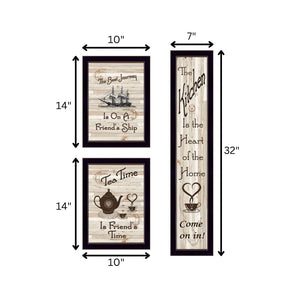 English Elm "the the Kitchen Collection Triptych Black Framed Wall Art Set for Dining and Living Spaces B06787046