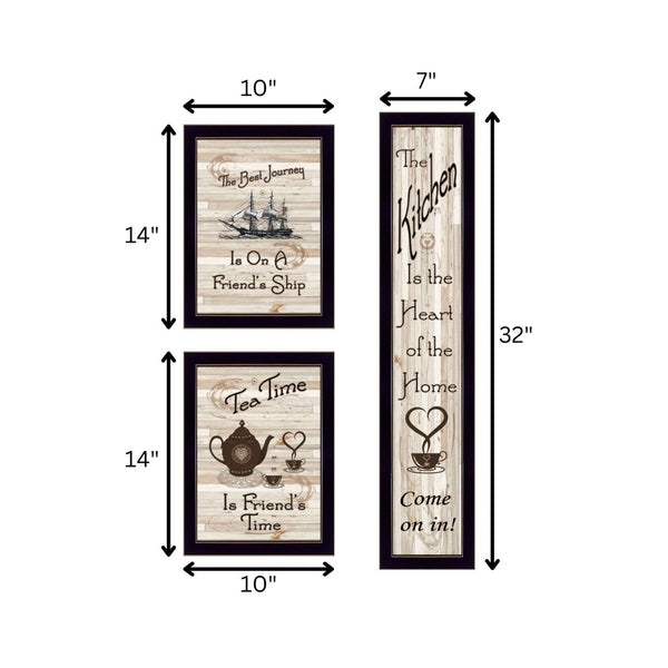English Elm "the the Kitchen Collection Triptych Black Framed Wall Art Set for Dining and Living Spaces B06787046