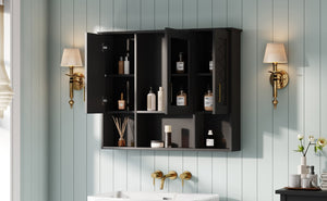 English Elm 35 Inch Wall Mount Medicine Cabinet Soft Close Mirror Storage for Modern Bathroom Black N710P389453B