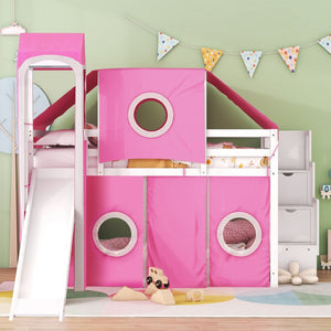 English Elm Full Size Castle Loft Bed with Tent Canopy and Tower for Kids Playroom LT000569AAH-1