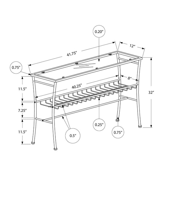 English Elm Accent Glass Top Console Table Silver Arched Legs Slim Entryway Sofa Modern B2710P218951