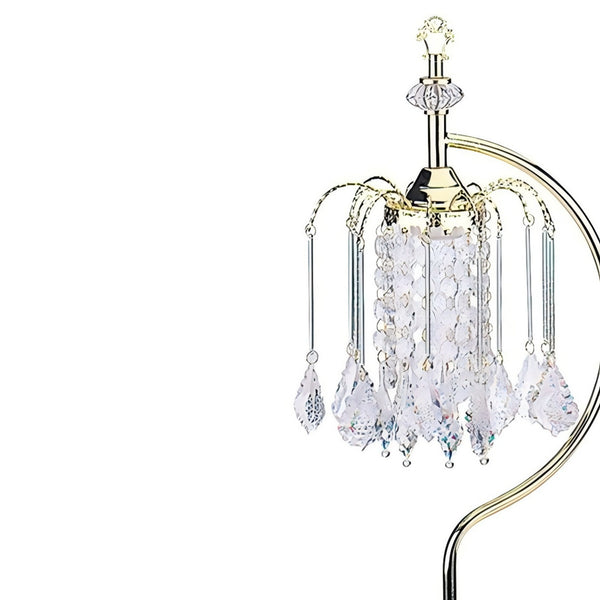 English Elm 27" Tall Metal Table Lamp - Luxurious Gold Finish With Crystal Chandelier Accents For Glamorous Style B072116150