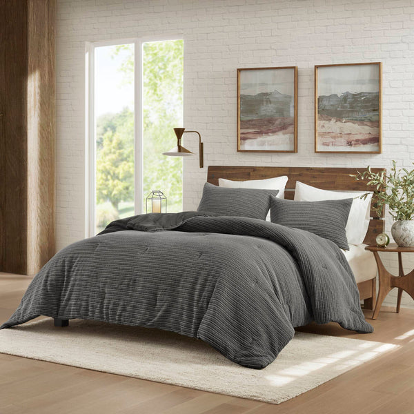 English Elm 3PCS King Comforter Set – Plush Washed Microfiber Comforter & Shams, Hypoallergenic 100% Poly Fill Luxury Charcoal 23 L x 21 W x 13 H B035P341107