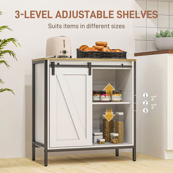 English Elm Homcom Farmhouse Sideboard Buffet Cabinet With Sliding Barn Door & Adjustable Shelf For Stylish Storage W2225P217394