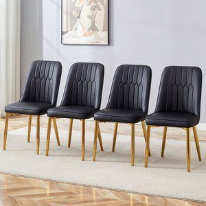 English Elm 4 Pu Leather Dining Chairs with Gold Metal Legs Curved Backrest Modern Set W1151P183315