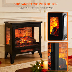 English Elm 21 Inch Three-sided Electric Fireplace Stove with 3d Flame and Remote Control W1769P346175