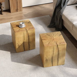 English Elm Christopher Knight Home® - Wood-Look Square-Column End Table - Rustic Distressed Finish For Indoor & Outdoor Versatility, H18" N770P291199N