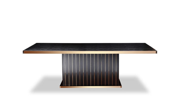 VIG Furniture Talin High-Gloss Black Crocodile Textured Dining Table With Rose Gold Accents Seats 8 Elegantly VGUNCC842-240