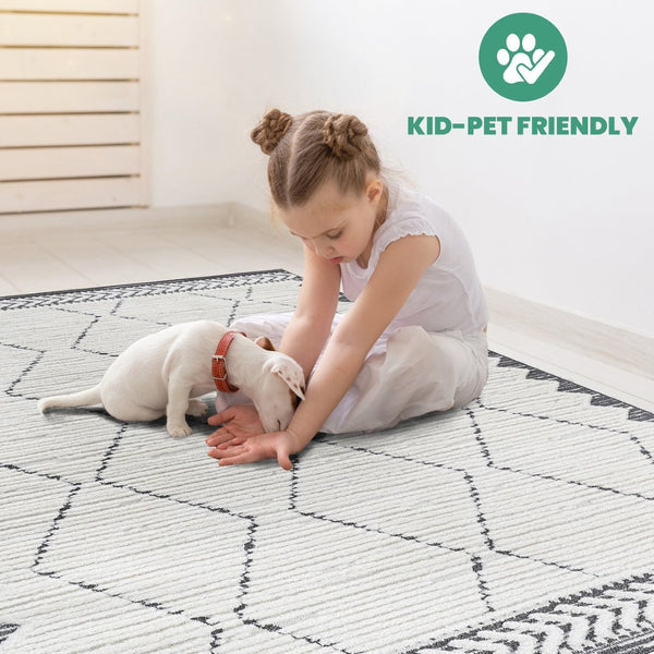 English Elm Step Collection Trellis Geometric Indoor Rug High-low Polypropylene Bohemian Accent B189P448811