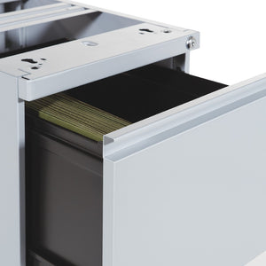 OSP Home Furnishings 22" Under Desk Pedestal with File Drawers Locking Storage and Ball Bearing Slides PTO22FF-SV