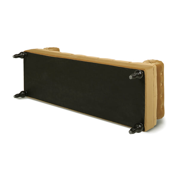 English Elm Jennifer Taylor Home - Lewis Bolster Arm Entryway Bench in Gold Velvet — Handcrafted hardwood frame, vintage bolsters, low 15" seat comfort Yellow B2719P238172