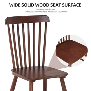 English Elm 4 solid wood dining chairs set with ergonomic curved backs, 17" seat height, anti-skid feet, easy-clean finish Walnut W2720P193107