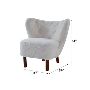 English Elm Zusud White Teddy Sherpa Accent Chair — Plush Wingback Design, Full Foam Comfort, Sturdy Wooden Legs B2726P251794