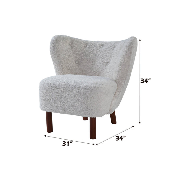 English Elm Zusud White Teddy Sherpa Accent Chair — Plush Wingback Design, Full Foam Comfort, Sturdy Wooden Legs B2726P251794