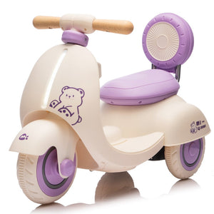 English Elm 12v Kids Electric Tricycle Toddler Ride on Scooter Wooden Handle Parental Remote Control Purple W1578P381425