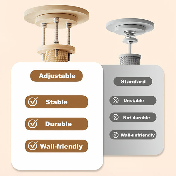 English Elm Floor to Ceiling Tension Mount Cat Tower with Sisal Post Hammock and Wood Condo Cave W3101P384990