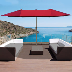English Elm Outsunny 15' Double-Sided Patio Umbrella - Stylish Wine Red Shade With Easy Crank & Durable Steel Frame W2225P174266-GIGA