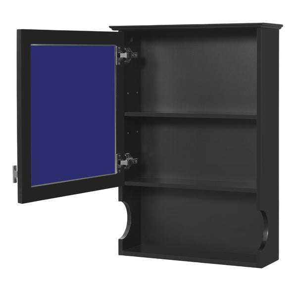 English Elm 20'' Half-Moon Wall Medicine Cabinet with Mirror, Solid Wood Frame, Soft-Close Hinges, Space-Saving Elegance Black N710P313827B