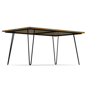 English Elm Hunter Modern Industrial Dining Table 66x40 in Solid Mango Wood Top with Black Hairpin Legs, Durable Finish Light Brown B136P203505