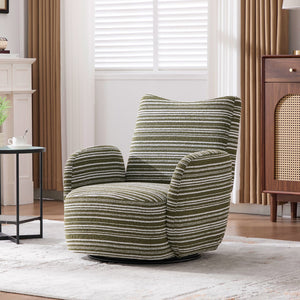 English Elm Modern Boucle 360° Swivel Leisure Chair with High‑Resilience Sponge, Supportive Curve, 550lb Capacity Olive Green W395P355490