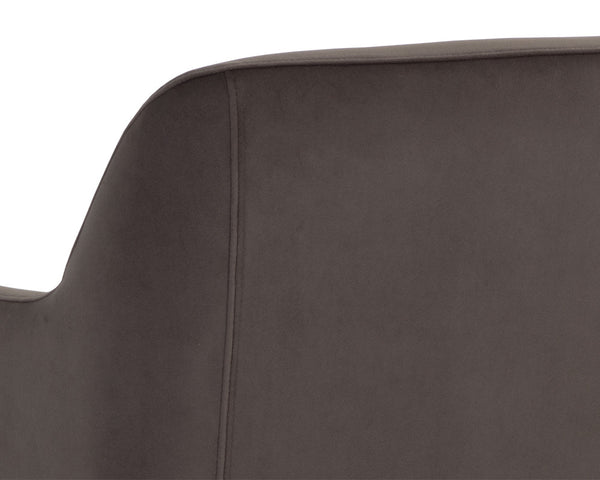 Sunpan Jaime Dining Armchair - Luxurious Gold Base, Moisture-Repellent Fabric, Perfect for Stylish Spaces Meg Ash