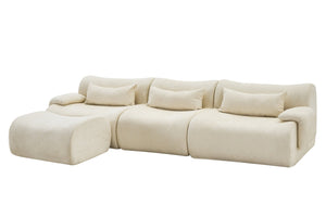 English Elm Boneless Curved Sofa with Chaise High Density Foam Three Seat Modern Living Room W3728S00005