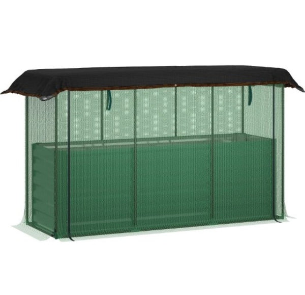 English Elm Galvanized Steel Raised Garden Bed with Hdpe Crop Cage and Shade Cloth Kit T3971P422575