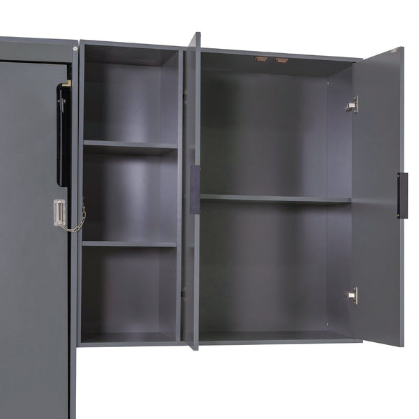 English Elm Queen Murphy Wall Bed Hydraulic Lift Velvet Sofa Built-in Shelves Led Studio Unit Dark Gray LP000392AAE