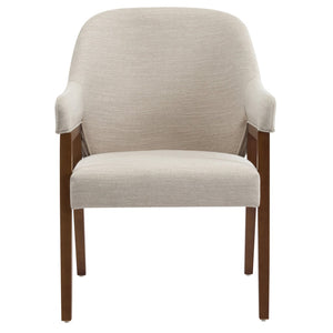 English Elm Modern Rubberwood Dining Chair Set Sculptural Curved Back Upholstered Seat Walnut Frame N768P391131B