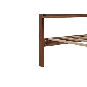 English Elm Queen Pinewood Platform Bed Farmhouse Tall Panel Headboard with Led Lighting and Usb Ports Walnut W504P391092
