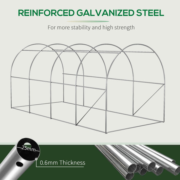 English Elm Outsunny Walk-in Hoop Greenhouse Steel Frame Pe Cover Ventilation for Year-round Growing W2225P217790