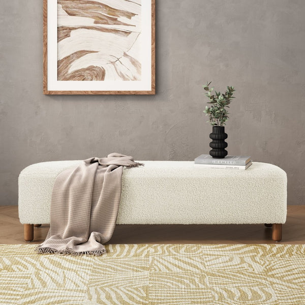 English Elm Comfortable Rectangular Bench Ottoman Foam Cushioned Pine Frame for Living Room Use N769P419107W