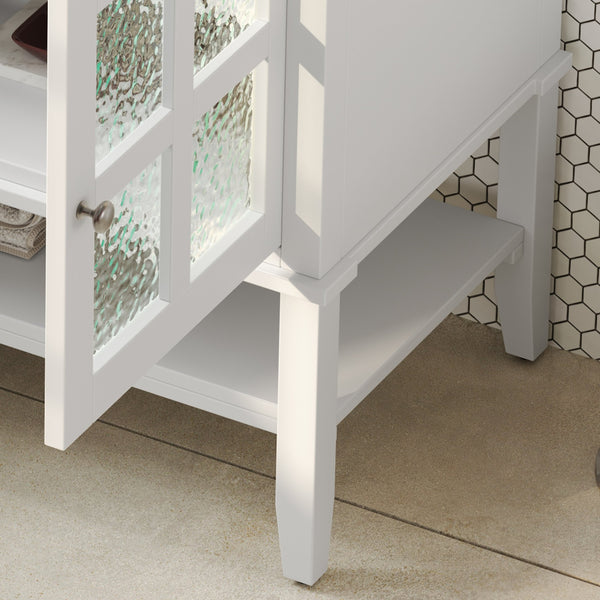 English Elm Christopher Knight Home® - 36" Bathroom Vanity with Ceramic Sink, Solid Wood Legs, Waterproof Finish, Soft-Close Hinges, Open Shelf, Silver Knobs White N817P286249W
