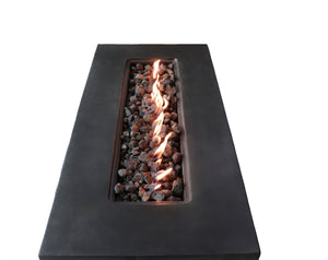 English Elm 24'' Concrete Propane/Natural Gas Outdoor Fire Pit Table with 50,000 BTU, Stainless Steel Burner, Weather-Resistant Charcoal B120P247489
