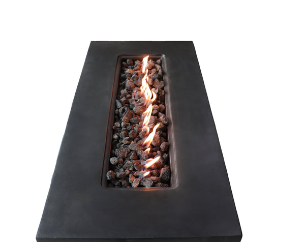 English Elm 24'' Concrete Propane/Natural Gas Outdoor Fire Pit Table with 50,000 BTU, Stainless Steel Burner, Weather-Resistant Charcoal B120P247489