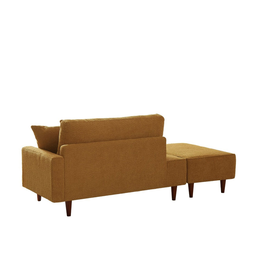 English Elm Indoor Boucle Chaise Lounge with Detachable Ottoman Convertible Daybed Bedroom Reading Nook Orange W5515P438710