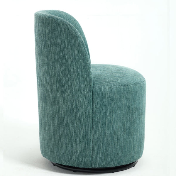 English Elm Set Swivel Barrel Accent Chair Armless Linen Upholstered Compact Seat for Dining Vanity Bedroom Dark Green W3244P454059