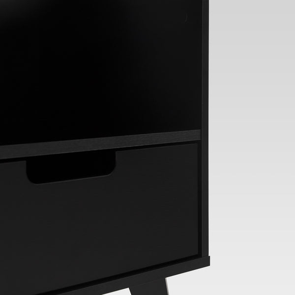 Hans Sleek Mid-Century Modern Nightstand with 1 Drawer and Open Cubby for Stylish Storage Solutions