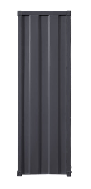 English Elm Gunmetal Single-Door Iron Wardrobe with Interior Shelf & Dual Compartments, Secure Container Lock, Sleek 67" Storage Unit B062P215412