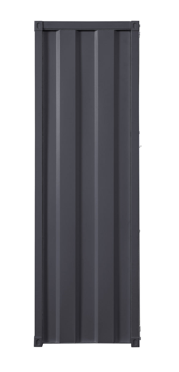 English Elm Gunmetal Single-Door Iron Wardrobe with Interior Shelf & Dual Compartments, Secure Container Lock, Sleek 67" Storage Unit B062P215412